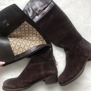 Tory Burch Leather Suede Riding Boots